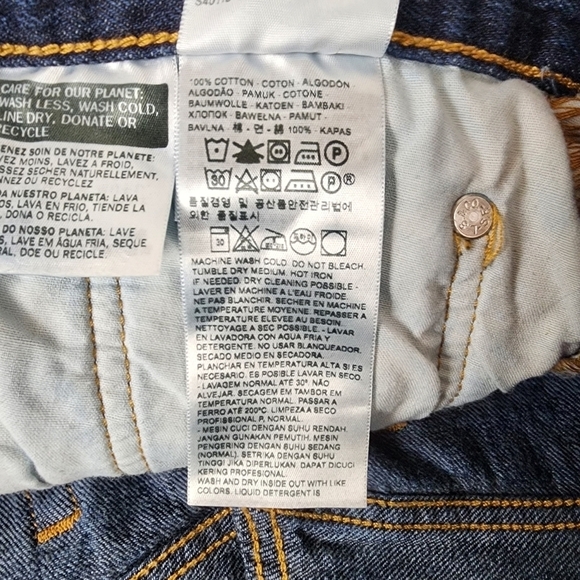 Levi's 501 Shorts Cutoffs Button Fly Dark Wash 33W Festival Summer - Picture 11 of 11